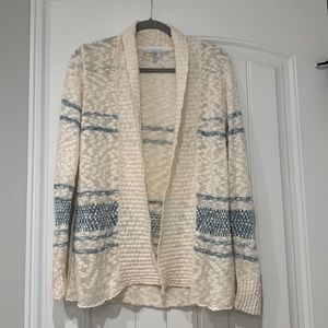 O'Neill Juniors Hana Cardigan Sweater, Size Small, Cream & Blue, 100% Cotton
